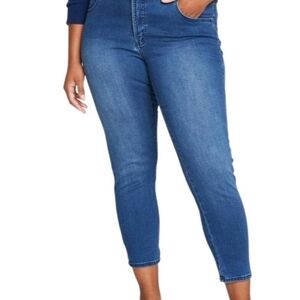 Women's Blue Jeans Size 18W Stylish Cropped  Wide Leg